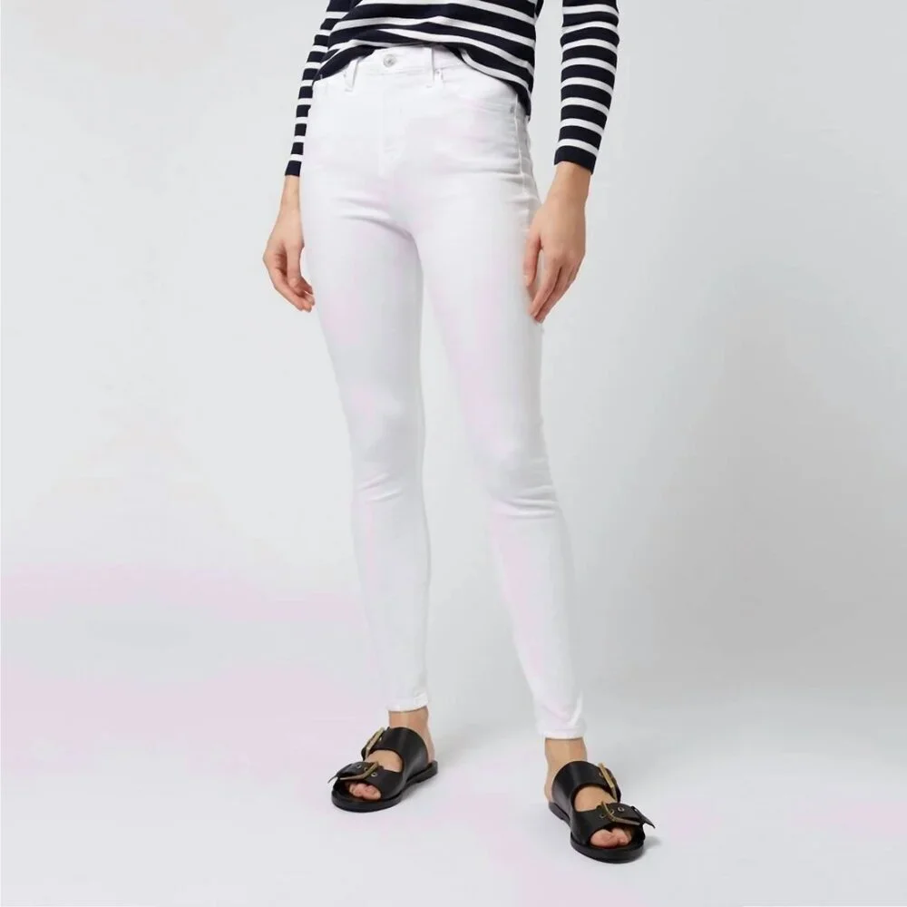2/$30 Topshop Moto Jamie Jeans High Rise Skinny Cropped Stretch White W26 #9236 - Picture 1 of 12